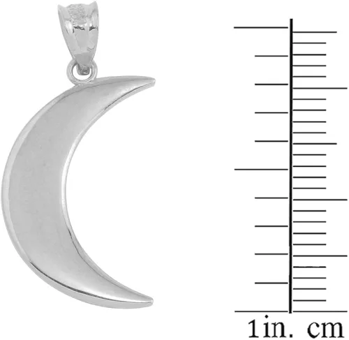 Vista 2 de Colgante de plata de ley 925 de alto pulido con dije de luna creciente, Plata esterlina