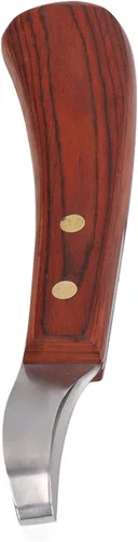 Vista 4 de ANGGREK Cuchillo de pezuñas,Herrador de caballo,Tijeras de recortadora de pezuñas de goma Mango de madera multiusos Ganado Caballo Cortador