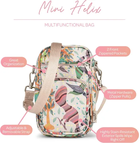 Vista 2 de JuJuBe Mini Helix - Bolso bandolera pequeño con múltiples bolsillos para madres o adolescentes