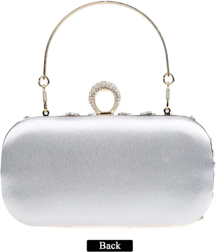 Vista 3 de Womens Sparkly Rhinestone Crystal Clutch Bag Glitter Sequin Bridal Purse Evening Handbag for Wedding Party Prom