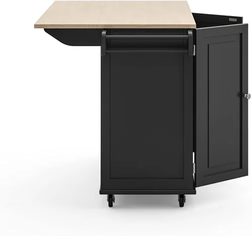 Vista 16 de Homestyles Dolly Madison Carrito de Isla de Cocina Móvil Negro con Barra de Desayuno de Hoja Plegable de Madera