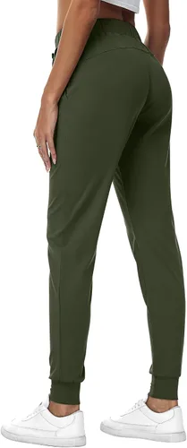 Vista 3 de 2 piezas de pantalones deportivos para mujer, pantalones deportivos de descanso con cordón, pantalones deportivos de cintura alta con bolsillos