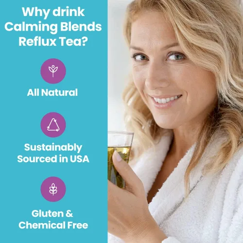 Vista 3 de CALMING BLENDS Té de hojas sueltas de reflujo ácido Reflujo ácido, acidez estomacal e indigestión Sin cafeína 36 tazas