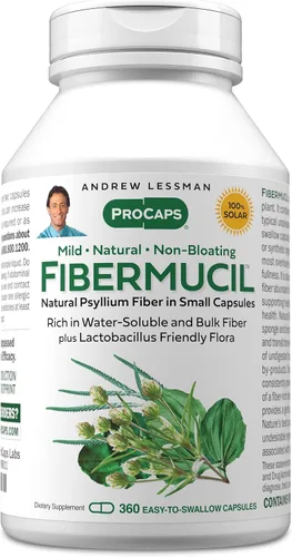 Vista 9 de ANDREW LESSMAN Fibermucil 60 cápsulas - Polvo de cáscara de psyllium. Promueve suavemente la regularidad y la salud digestiva. Rico en fibra. Suave