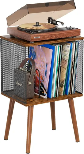 Vista 12 de X-cosrack Soporte grande para tocadiscos, soporte para discos de vinilo con capacidad para hasta 300 álbumes, soporte para tocadiscos estéreo de 3