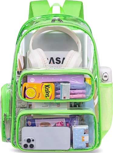 Vista 163 de CAMTOP Mochila transparente resistente y transparente para estudiantes, escuela, trabajo, festival, viajes, deportes, Beige, Mediana, Camtop Mochila