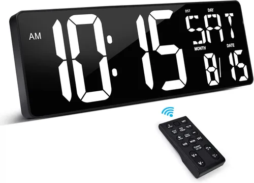 Vista 11 de XREXS Reloj de pared digital grande de 17,2 pulgadas con control remoto Azul
