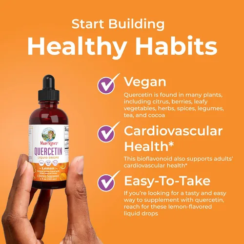 Vista 6 de MaryRuth Organics - Gotas líquidas de quercetina, sin azúcar, 500 mg para adultos de 18 años en adelante, salud cardiovascular para adultos