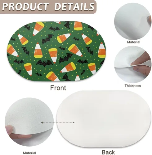 Vista 6 de Corn Green Placemats Set of 2 12 x 18 Inch Leather Table Mats Seasonal Table Placemats Protector PU Desk Mat Heat Resistant Washable Easy Clean for