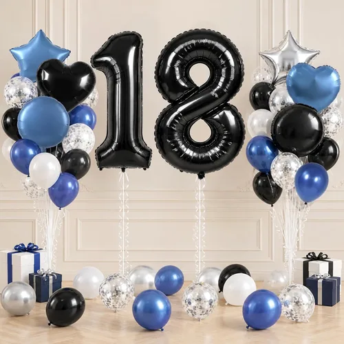 Vista 288 de TONIFUL Globo de aluminio negro de 40 pulgadas con el número 0, decoraciones de cumpleaños negro (Bk-black)