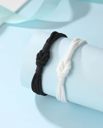 Vista 5 de UNGENT THEM Always With You - Pulseras de nudo de promesa Pinky para parejas, aniversario, Navidad, día de San Valentín, regalos para novio, novia