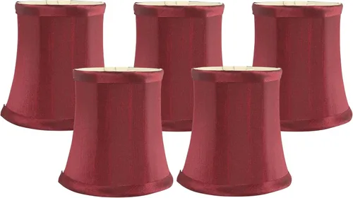 Vista 19 de Pantalla de lámpara de araña de seda sintética azul individual – forma de campana suave, ajuste de clip para bombillas de candelabro, 3.5 x 4.5 x