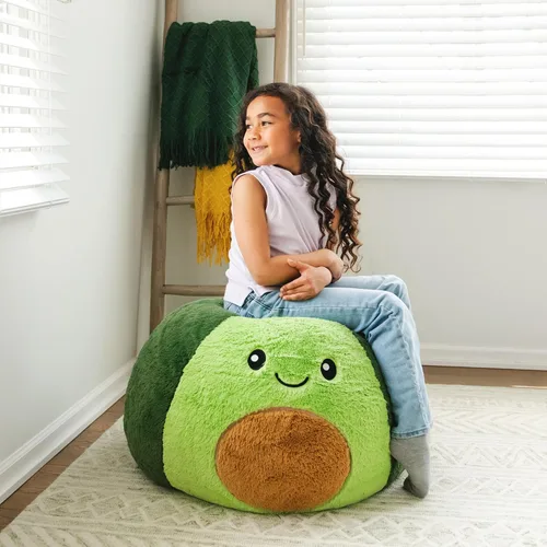 Vista 2 de Big Joe Avocado PlushiPals - Silla de puf súper suave para niños, ultra suave mezcla de poliéster y peluche, 2.5 pies recargable 2.5 feet