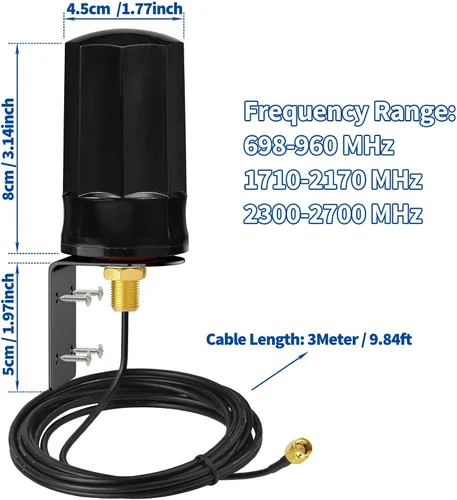 Vista 5 de Bingfu Reemplazo celular de la antena SMA de 7dBi 0.14 oz LTE para el router de la cámara del rastro
