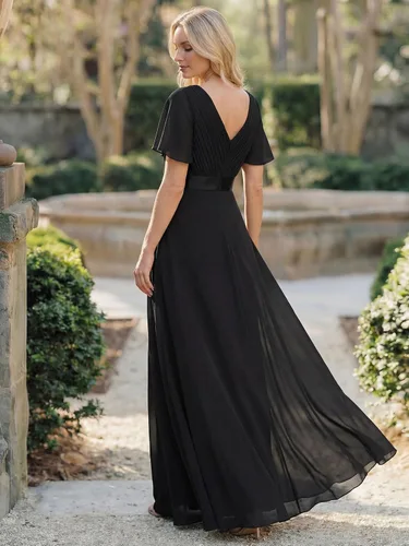 Vista 2 de Ever-Pretty Vestidos formales de mujer para madre de la novia, de manga corta, de chifón, con cintura imperio, de largo hasta el suelo, para dama