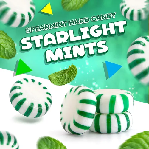 Vista 3 de Starlight Mints, caramelos de menta verde envueltos individualmente, bolsa de 1 libra
