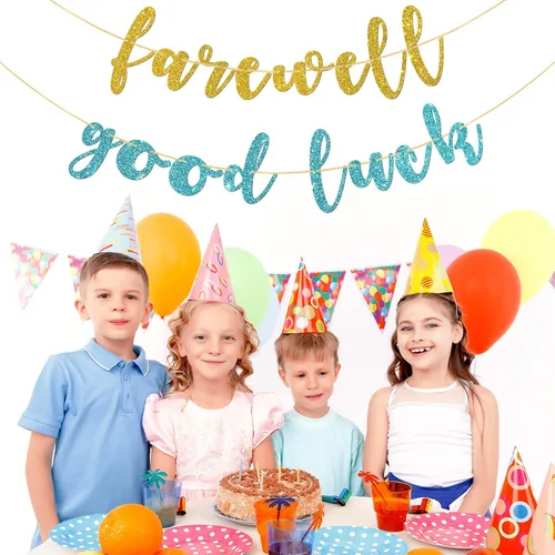 Vista 4 de Cartel de despedida de buena suerte, pancarta de jubilación, despedida, despedida, cambio de trabajo, aventura espera celebración, fiesta, guirnalda