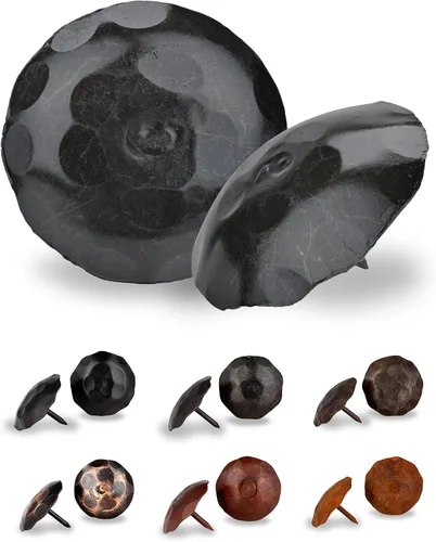 Vista 13 de 10 Pack 0.75" Round Head Iron Clavos Decorative Nails – Black – Handmade Rustic Round Fasteners for Farmhouse Shutters, Faux Wood Beams, Barn Doors