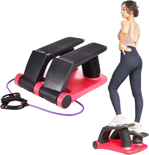 Vista 6 de INTBUYING Máquina de fitness escalador paso a paso con bandas resistentes, equipo de ejercicio portátil para escaleras, cardio, de bajo impacto