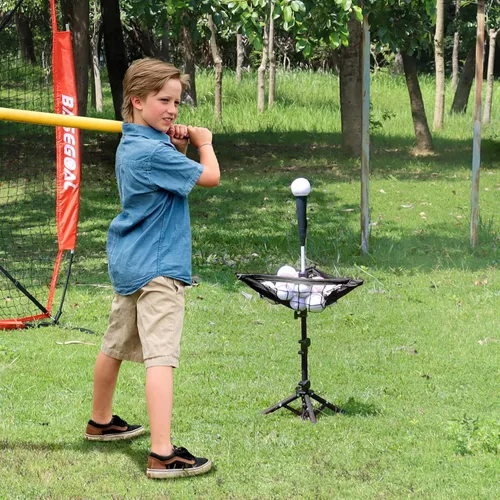 Vista 2 de BaseGoal Baseball Batting Tee with Removable Baseball Caddy for Kids