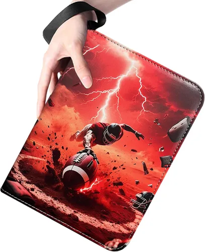 Vista 6 de Carpeta de tarjetas de fútbol con 400 bolsillos, álbum de tarjetas intercambiables impermeable con 50 fundas extraíbles, 3 anillos con cremallera