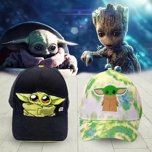 Vista 6 de Star Wars Baby Yoda Hat Niño Niños y Niñas, Baby Yoda Gorra de béisbol de 2 a 5 años en negro