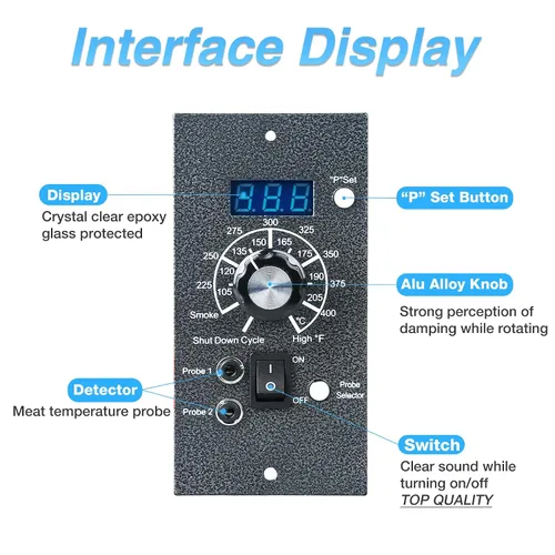 Vista 4 de Controlador de Termostato Digital para Parrilla de Pellets de Madera Traeger Panel de Control Pro PID Tablero de Repuesto Piezas BAC365 Sensor RTD