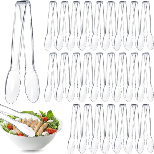 Vista 8 de Tessco for you 25 pinzas de plástico para servir a granel, pinzas desechables de plástico de 9 pulgadas, pinzas de ensalada resistentes para cocina