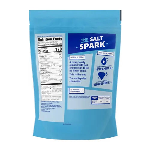 Vista 2 de Blue Diamond Almendras Bajas en Sodio y Ligeiramente Saladas, Bolsa resellable de 16 onzas (Paquete de 1)