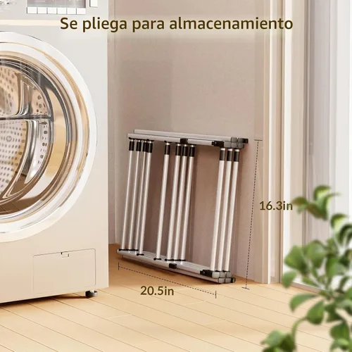 Vista 6 de Estante de secado de ropa plegable, metal resistente al óxido Blanco