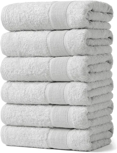 Vista 11 de Aibaser Toallas de baño, 27 x 54 pulgadas, naturales, ultra absorbentes, para baño, viajes, gimnasio, ducha y spa (juego de 6 piezas) (azul)