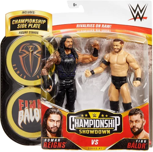 Vista 2 de WWE Roman Reigns vs Finn Balor Championship Showdown 2 Pack 6 en figuras de acción Monday Night RAW Battle Pack para edades de 6 años en adelante