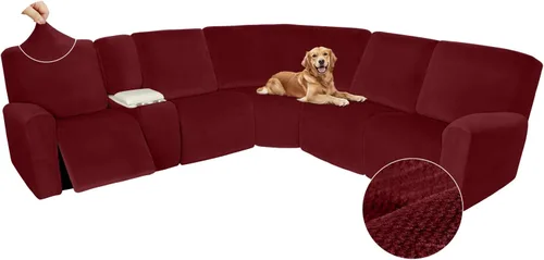 Vista 549 de Arfntevss Fundas de sofá seccional reclinable de terciopelo, Funda de sofá seccional de esquina para sofá reclinable, Funda elástica suave