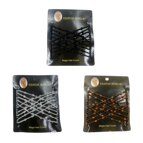 Vista 9 de 3 piezas de accesorios para el cabello con cuentas elásticas vintage mágicas para mujeres, señoras, niñas, pinzas elásticas para el cabello