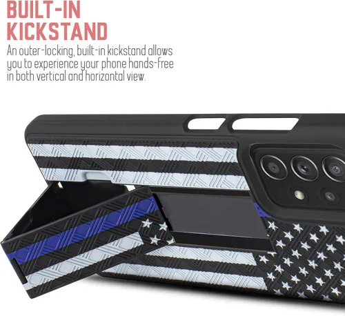 Vista 4 de Funda compatible con Galaxy A52 5G con protector de pantalla de vidrio templado, funda delgada para Samsung A52, clip para cinturón, funda híbrida a