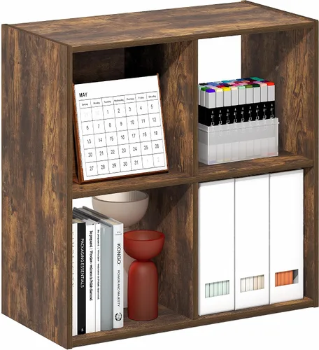 Vista 18 de Furinno PELLI - Estantería de 2 cubos con cubos abiertos y cerrados, armario organizador de almacenamiento de 2 x 1, 12.2 x 11.6 x 24.2, para sala