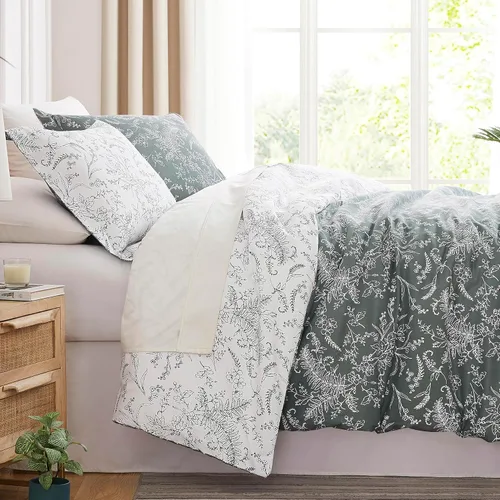 Vista 26 de Southshore Fine Linens - Juego de fundas para edredón de gran tamaño, 3 piezas 22 - Boho Paisley Azul Ceniza