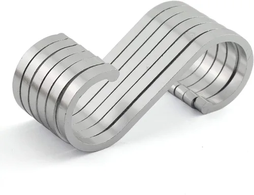 Vista 6 de 6 piezas de gancho en S de aluminio espacial en forma de S plana para baño, barandilla de cocina, colgador en S, cuchara multiusos, cacerola