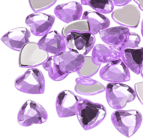 Vista 13 de MECCANIXITY 20 piezas de diamantes de imitación acrílicos de corazón de 0.787 pulgadas (0.787 in) con parte trasera plana, gemas de plástico