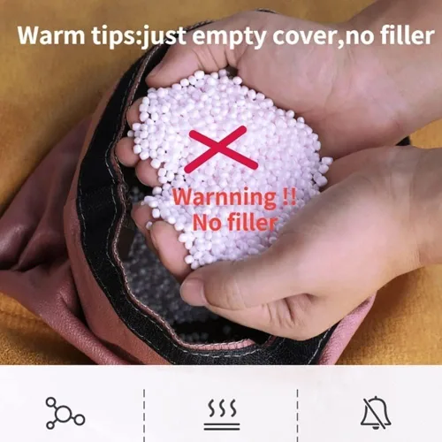 Vista 5 de Puf - Funda de sofá para puf (sin relleno), funda de sofá perezoso de doble asiento de piel de gamuza sintética, puf para sofá seccional, puf