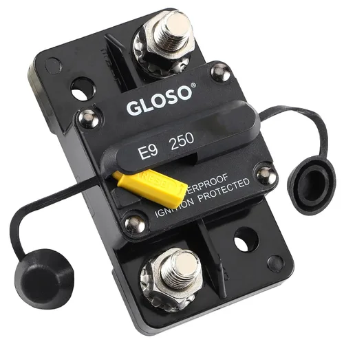 Vista 10 de GLOSO Disyuntor E98 Manaul Reset, impermeable IP67 Marine Auto Camión, 1/4" Stud Hi-Amp (35A)