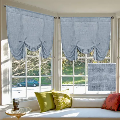 Vista 21 de H.VERSAILTEX Cortinas de lino con lazos de 63 pulgadas de largo, cortina de privacidad texturizada de lino natural, múltiples formas de colgar