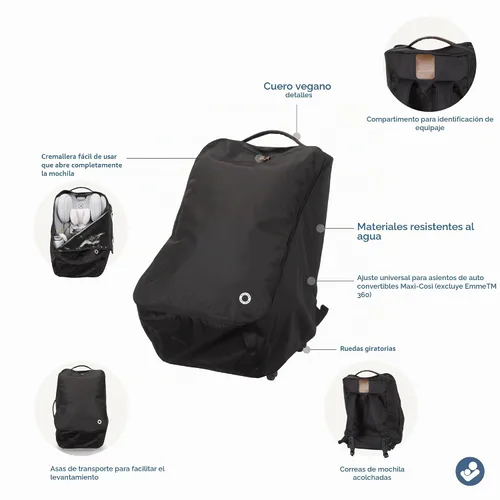 Vista 2 de Maxi-Cosi Paquete de viaje para silla de coche con ruedas, Negro