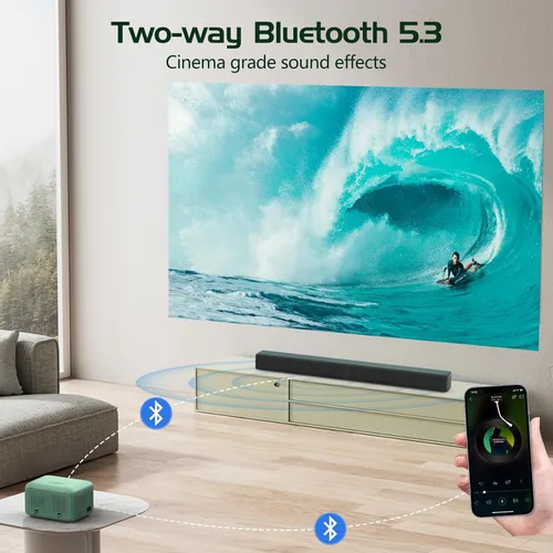 Vista 5 de Mini proyector con WiFi y Bluetooth, proyector portátil Full HD 1080P compatible con 4K, enfoque eléctrico y proyector Keystone automático