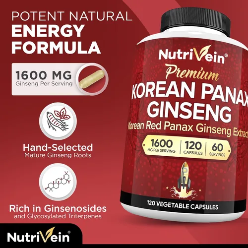 Vista 2 de Nutrivein Paquete de suplementos de berberina y suplementos de berberina coreano de panax de alta absorción: complejo de berberina de alta absorción