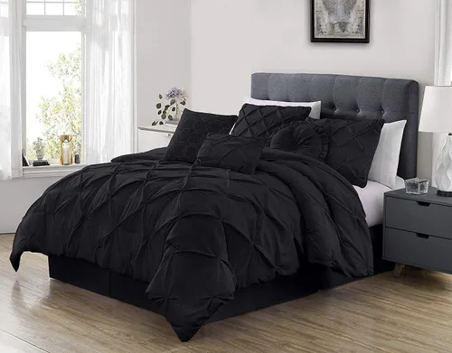 Vista 22 de Chezmoi Collection - Juego de ropa de cama modelo Sydney, 7 piezas, con pliegues decorativos