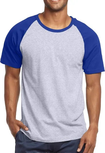 Vista 39 de Camiseta de béisbol raglán para hombre, de algodón, dos tonos, casual, atlética