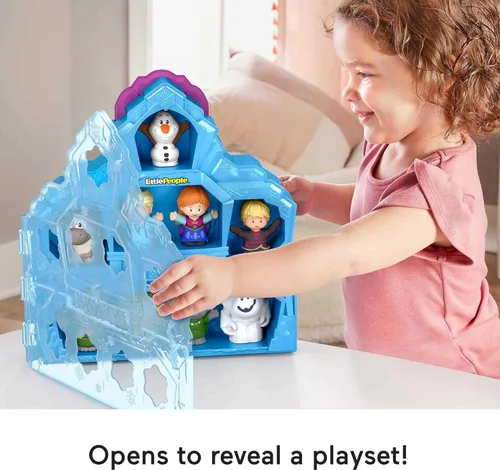 Vista 8 de Fisher-Price Little People - Juego de juguetes para niños pequeños Disney Frozen con castillo portátil, estuche de juego con figuras para juego