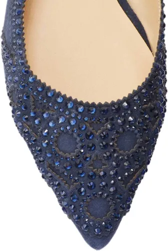 Vista 6 de XYD Zapatos de tacón para mujer, elegante puntera puntiaguda, tacones bajos D'Orsay Kitty, tachuelas de diamantes de imitación, zapatos de satén sin
