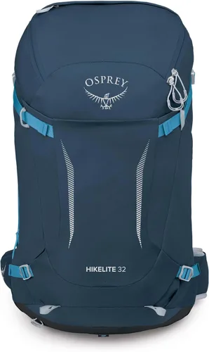 Vista 6 de Osprey Hikelite 32L Mochila ligera para senderismo - Mochila de viaje plegable y duradera con funda para lluvia para hombres y mujeres, Azul Atlas